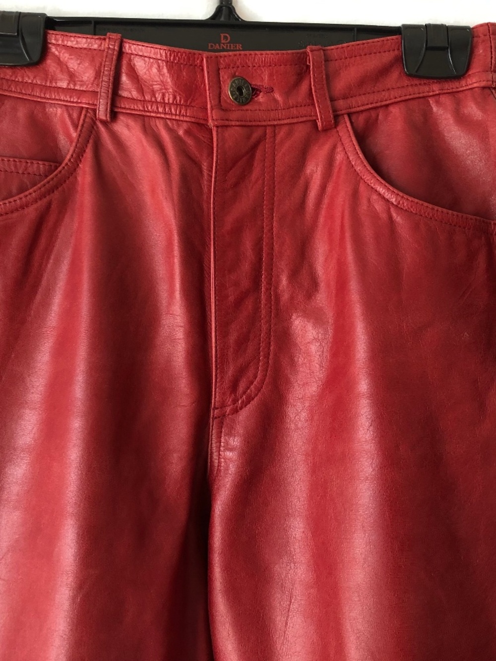 Red Danier Vintage Leather Pants